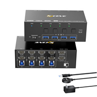 KCEVE HDMI KVM Switch 2 Monitors 4 Computers, 8K@60Hz, 4K@144Hz USB 3.0 KVM Switcher Box with EDID Emulator for 4 Computers