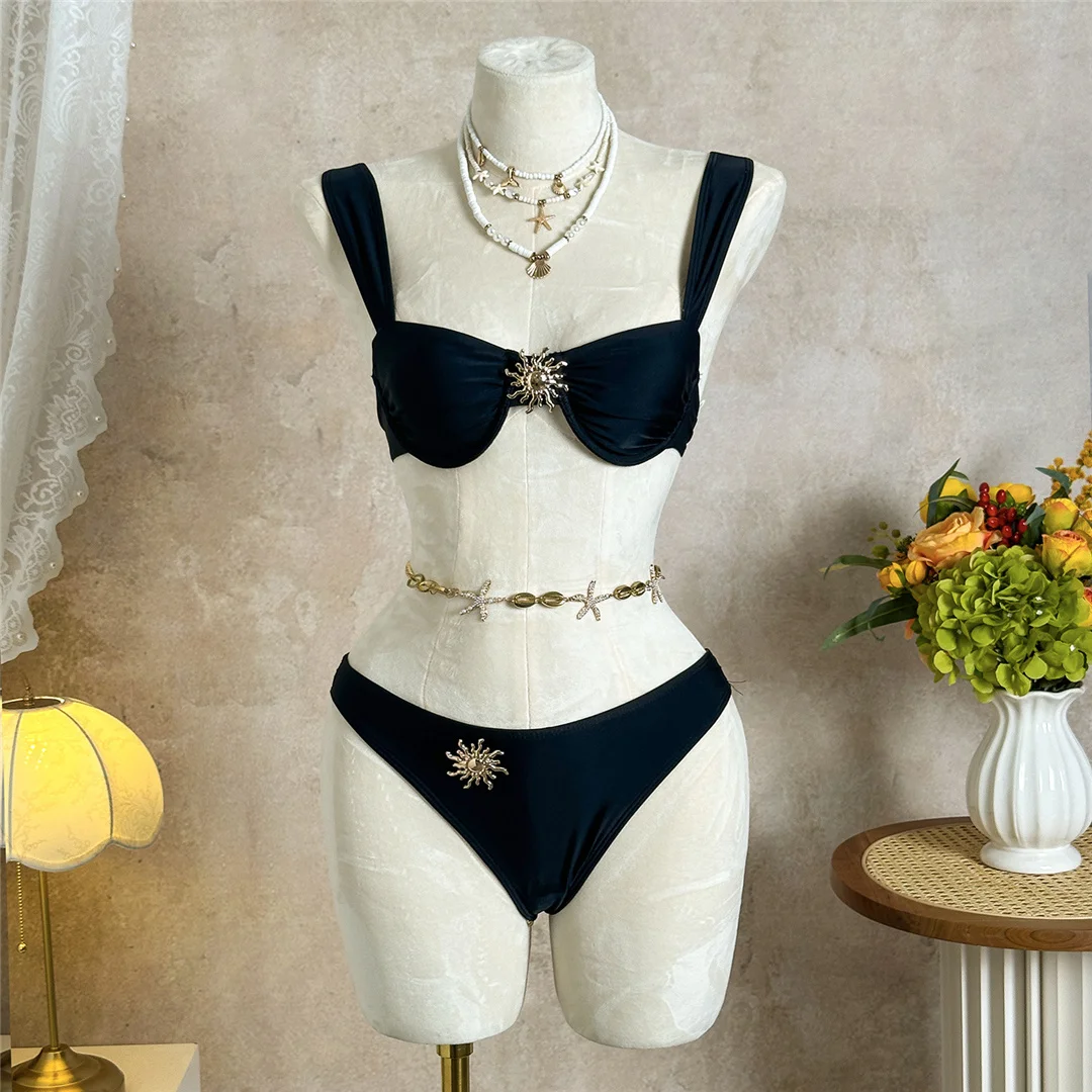 3-teiliges Set mit Rüschenrock, Bügel-Bikini, Damen-Badeanzug, Damen-Bademode, dreiteiliges Bikini-Set, Badebekleidung, Badeanzug, Schwimmbekleidung V7683H – Detail 31