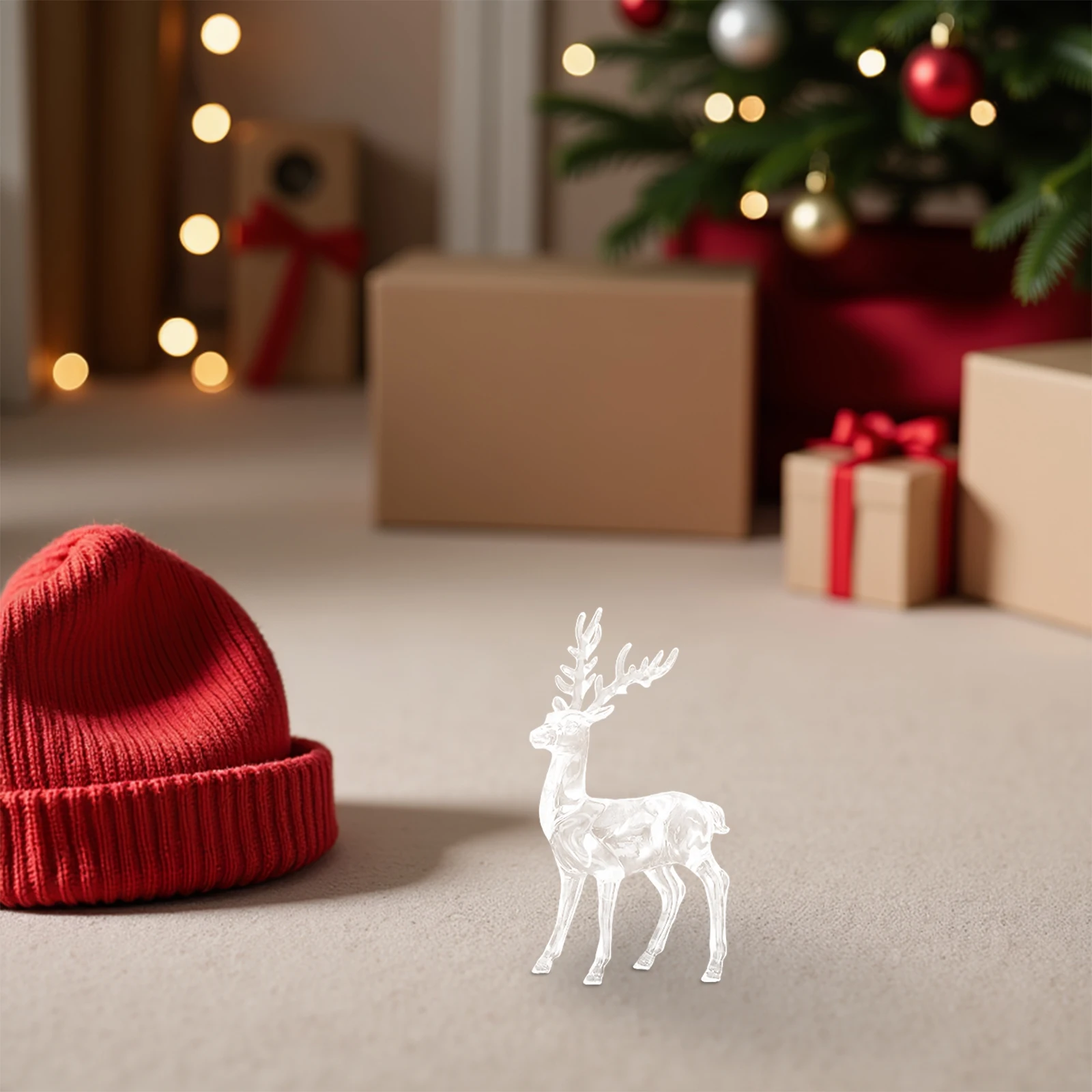 

2Pcs Acrylic Christmas Reindeer Ornaments Transparent Deer Crystal Elk Decor Xmas Tree Tabletop Lightweight Pendant