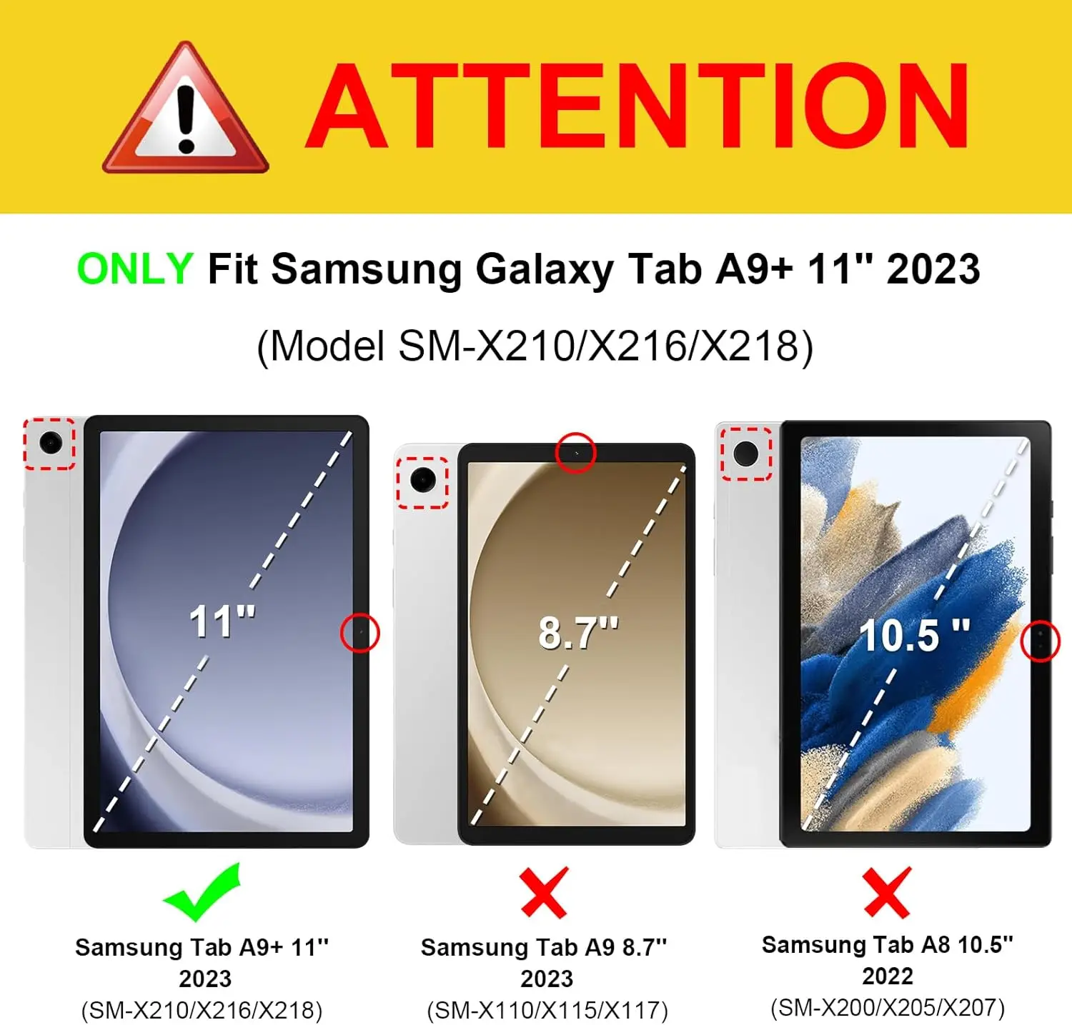 

Чехол для Samsung Galaxy Tab A9 Plus/A9+ 5G 11 дюймов, модель 2023, многоугольная задняя крышка с умной подставкой и карманом для авто