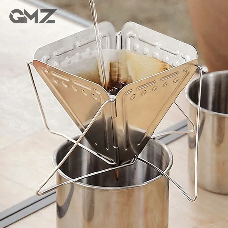 Outdoor Stainless Steel Coffee Filter Holder Reusable Coffee Filters Dripper Coffee Baskets Camping Picnic Tableware