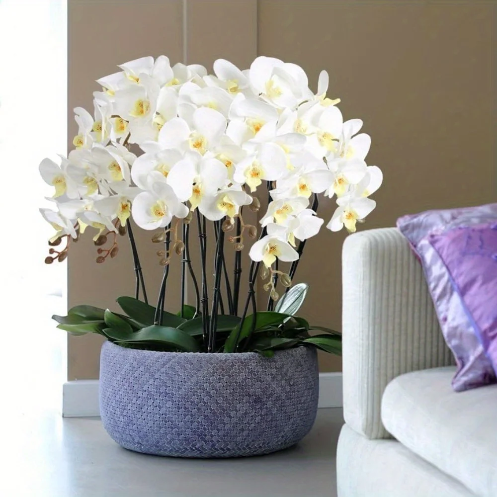 

6 Pcs Faux Orchid Velvet Orchids 38 Inch Orchids Artificial Flowers Real Look Long Stem Artificial Flowers for Tall Vase