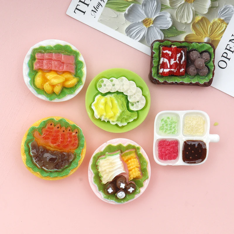 10/100pcs Kawaii Hot Pot Flatback Resin Decor Cabochon SImulation Fake Food Decor Scrapbooking Dollhouse DIY Craft