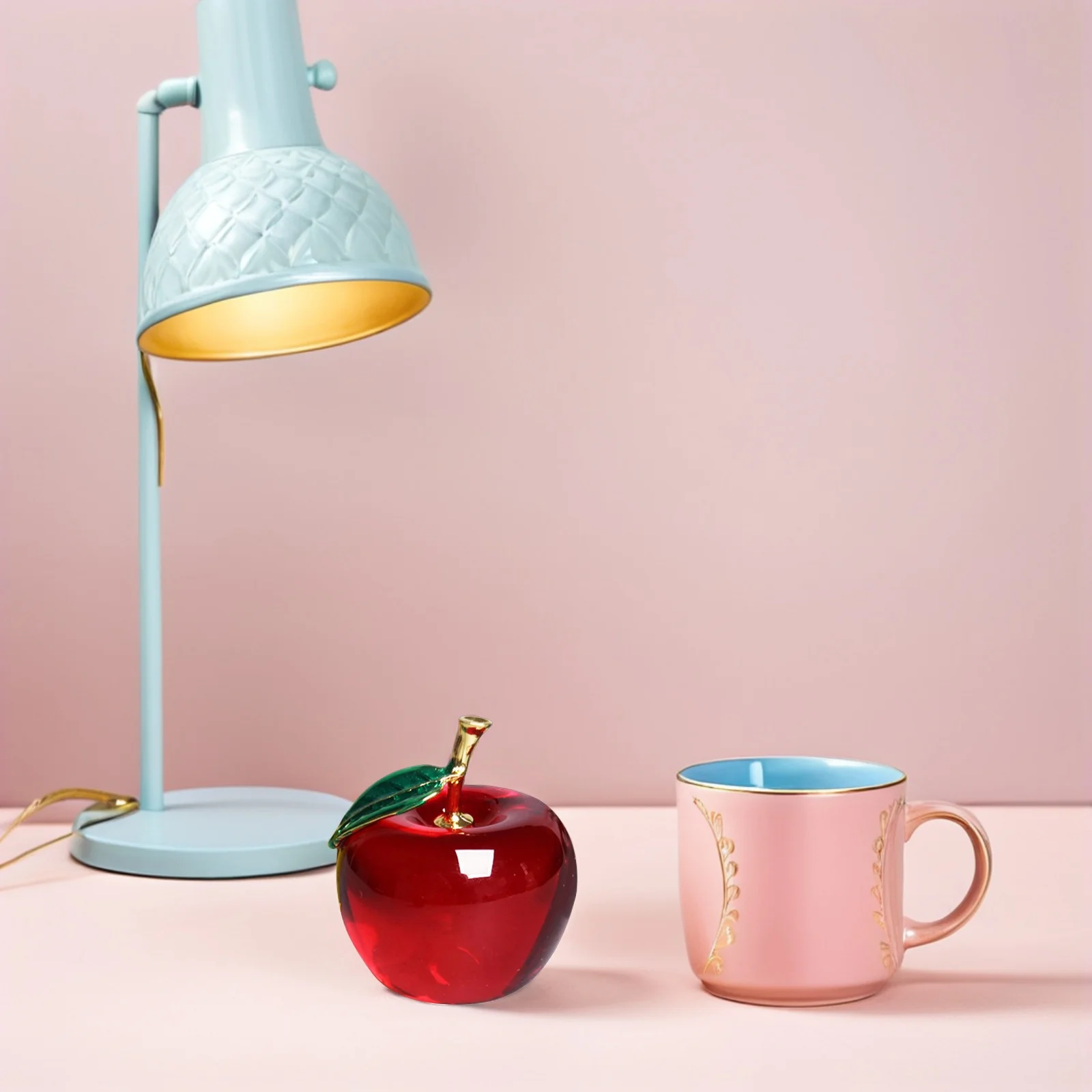 

Apple Sculpture Crystal Adornment Polished Handle Root Decorative Craft for Room Gathering Lucky Gift