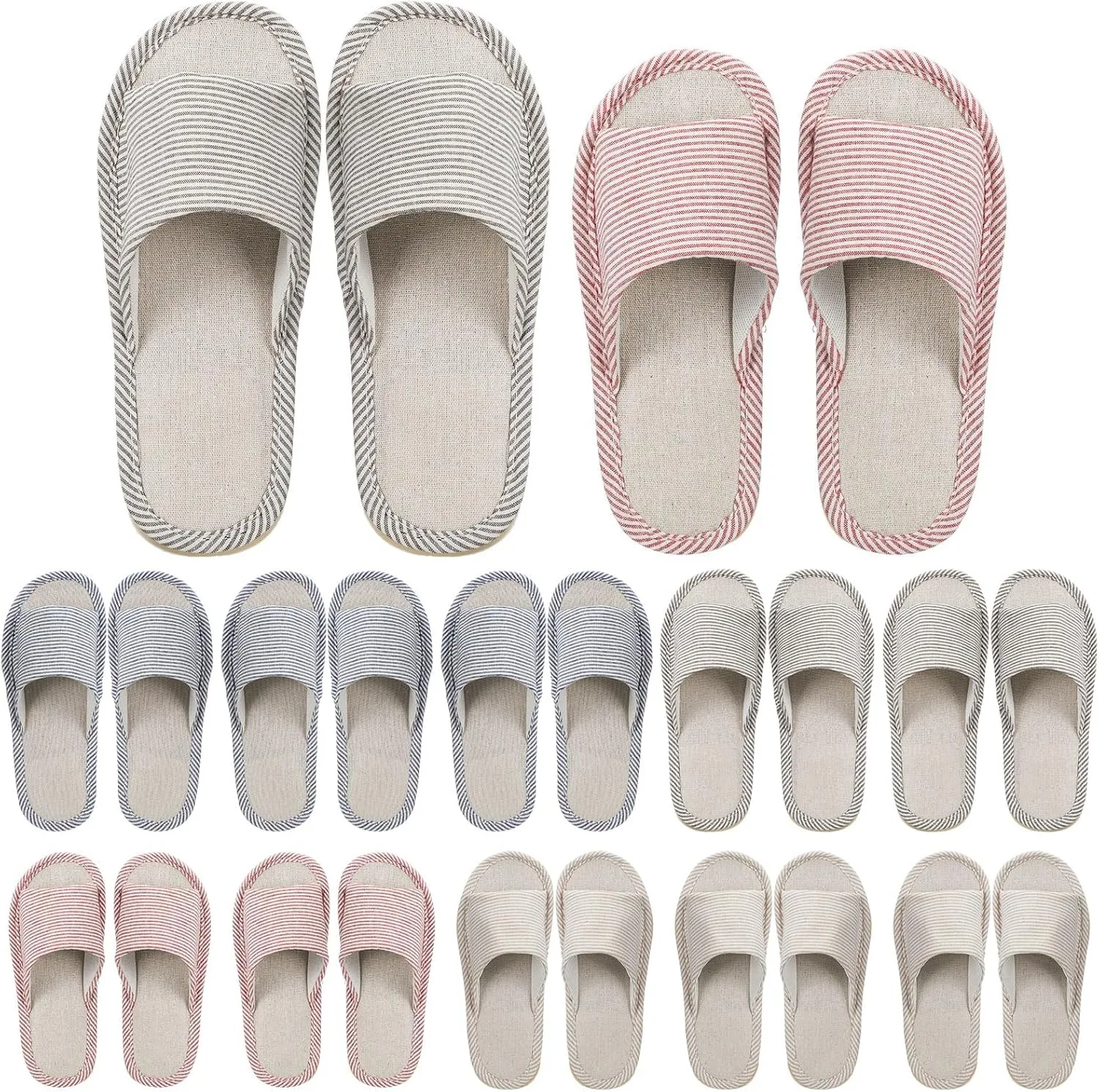 

12 Pairs House Slipper for Guests Open Toe Spa Slippers Non Slip Indoor Comfortable Breathable Home