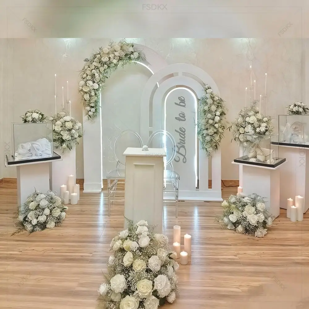 

FSDKX Engagement Wedding Party Backdrop Decoration Pvc Backdrop Arch with Artificial Flower Decorative