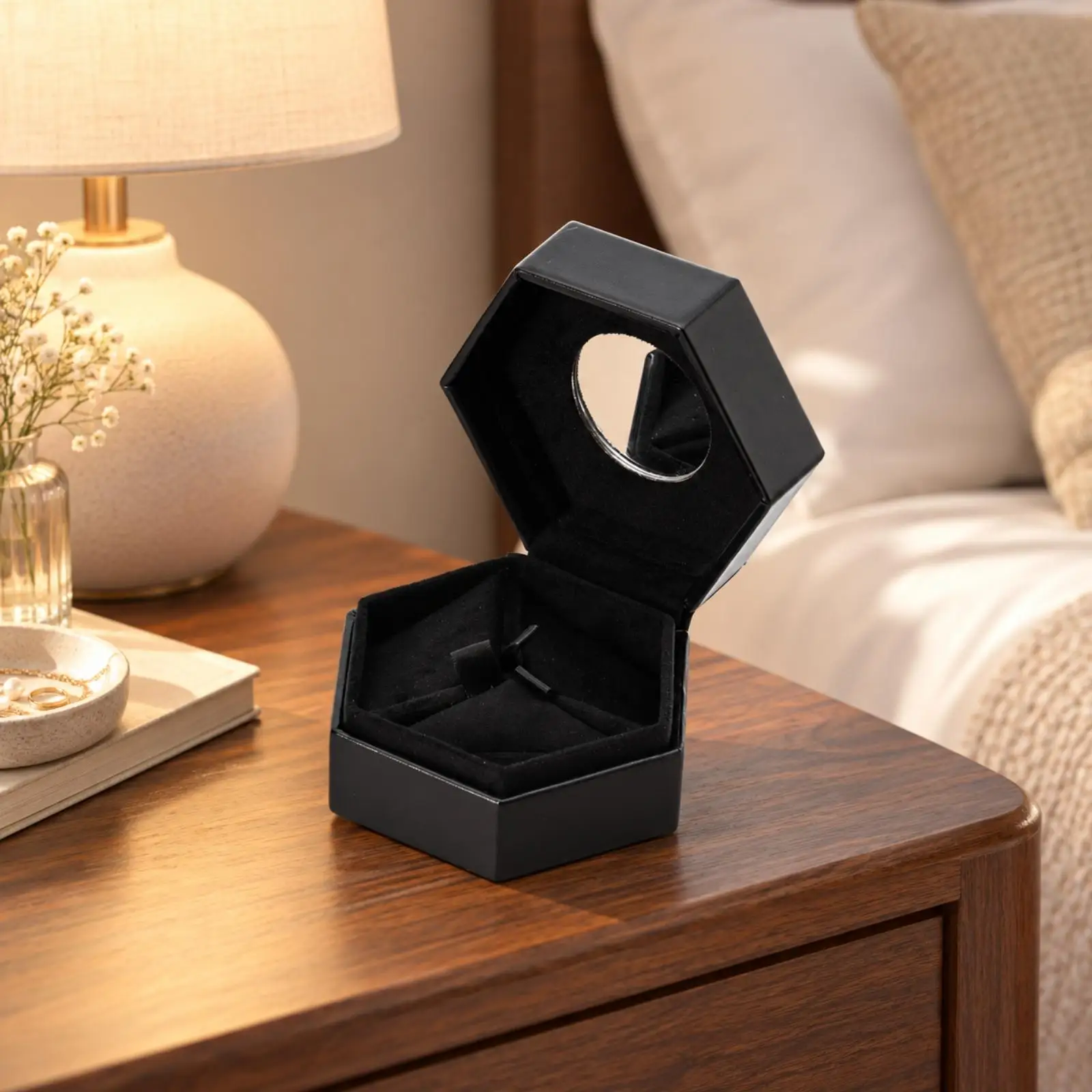 Velvet Lined Jewelry Organizer Case with Mirror Compact PU Storage Box for Small Accessories Rings Necklaces Travel