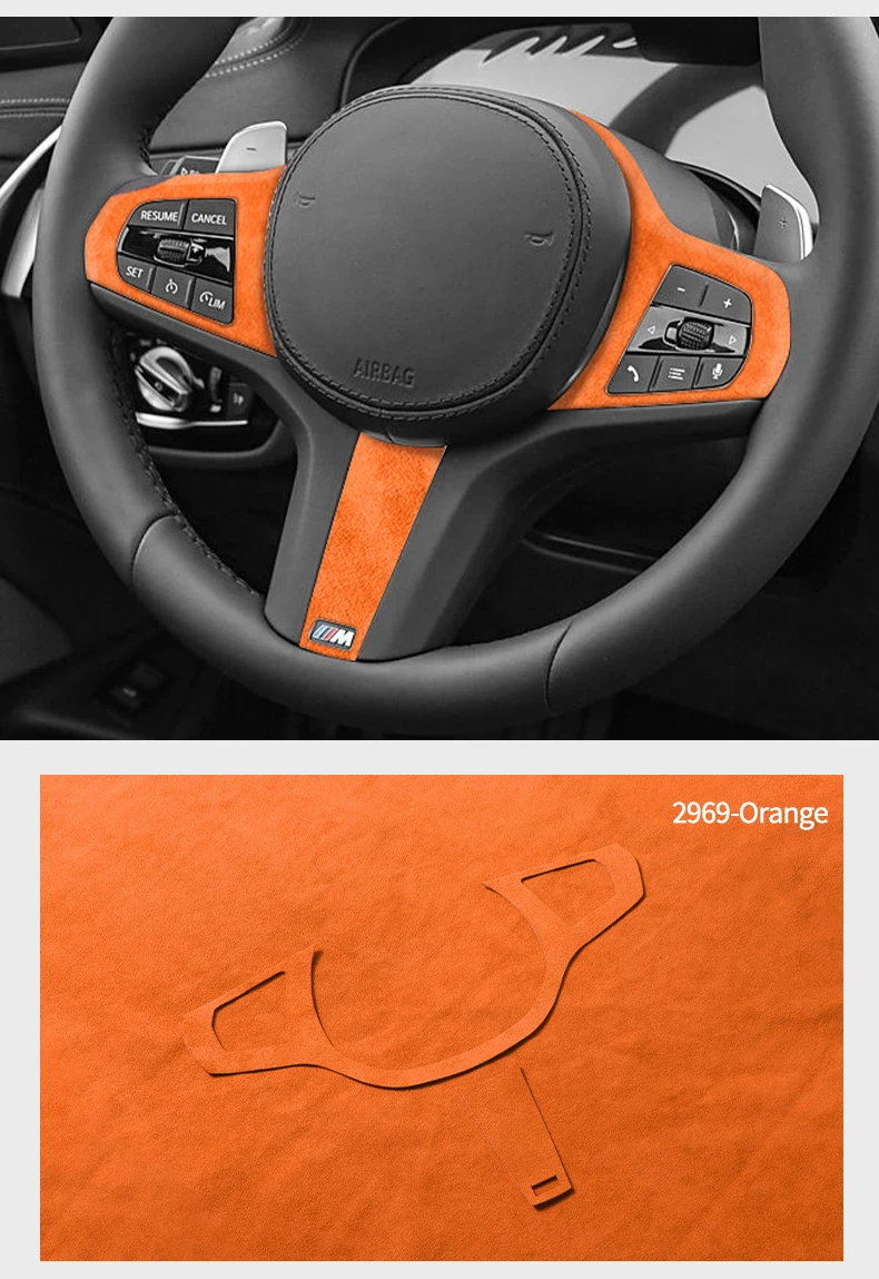 Hergestellt aus Alcantara für die neue BMW-Serie, passend für G-Chassis, Auto-Lenkradverkleidung, Styling-Aufkleber, 2-teiliges Auto-Innenzubehör – Detail 11
