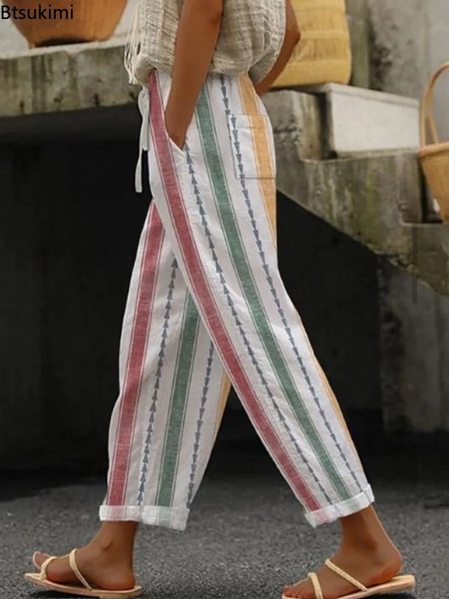 New 2026 Women's Digital Printed Casual Trousers Loose Drawstring Pockets Women Sweatpants Fashion Street Versatile Casual Pants