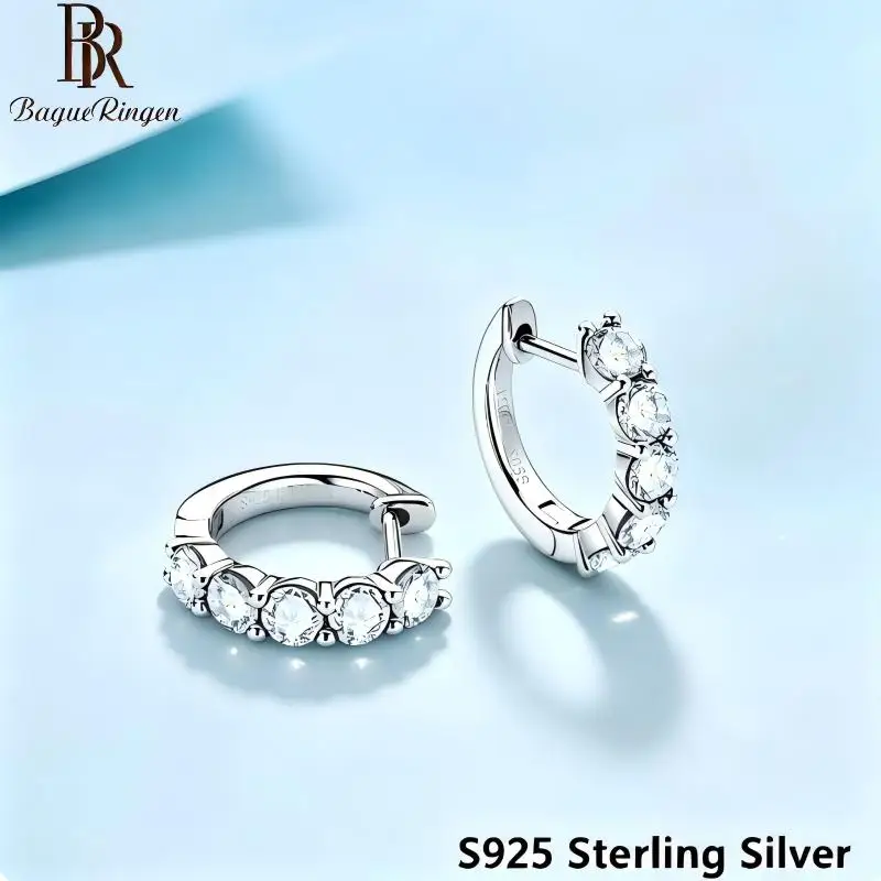 BR 3mm S925 Sterling Silver Moissanite Hoop Earrings  Light Luxury & Elegant  Stylish High-End Ear Jewelry