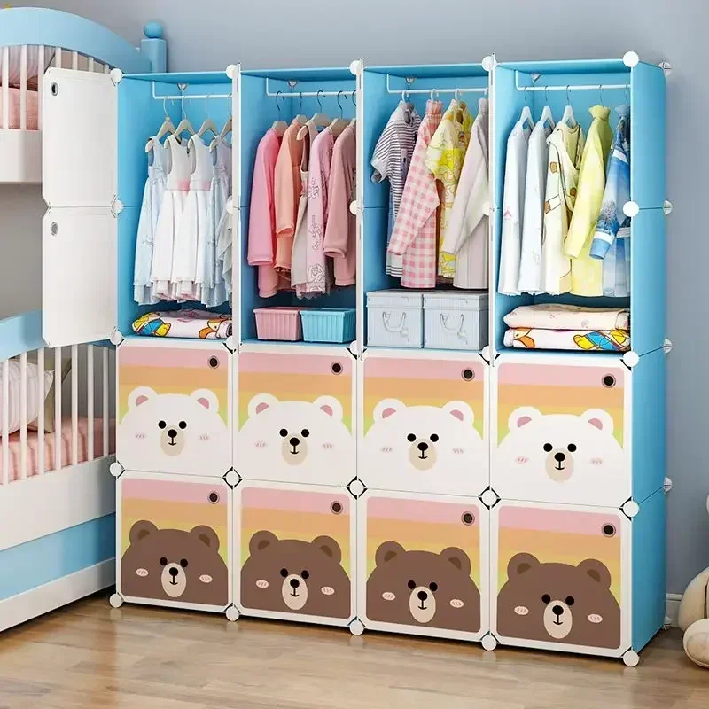 %Children Dress Clothes Folding Cabinets Simplicity Cube Splice Storage Locker Foldable Fully Enclosed Wardrobe Bedroom Furnitur