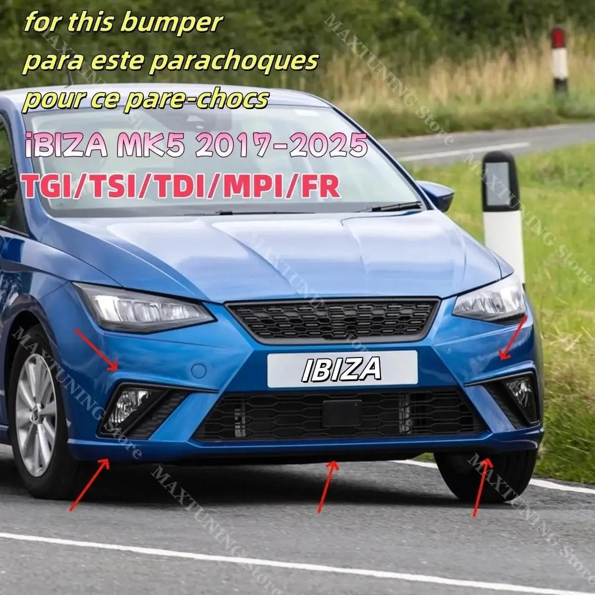 Front Bumper Lip Splitter For Seat Ibiza Mk5 FR & Standard TSI TDI TGI MPI 2017-2026 Under Chin Apron Guard ABS Body Kits Tuning - view 4