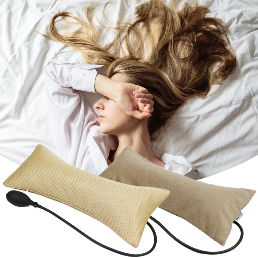 Oreiller de Voyage Gonflable pour le Cou pour Dormir en Avion, Oreiller de Soutien pour le Cou, Oreiller de Voyage en Avion pour Longs Vols, Housse d'Oreiller Lavable