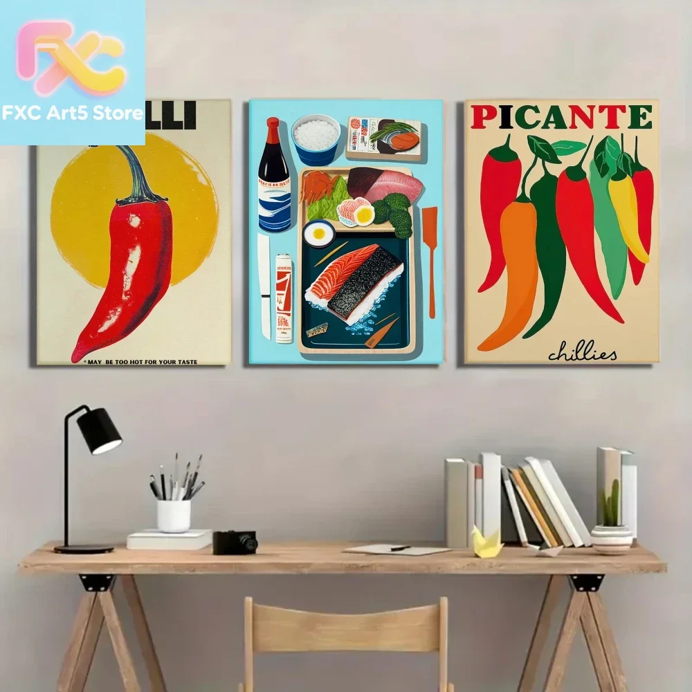 1 Stück rahmenloses Retro-Poster mit Enten und Wein, Küchen- und Chili-Poster, Leinwanddruck, lustige Wanddekoration für Esszimmer und Zuhause