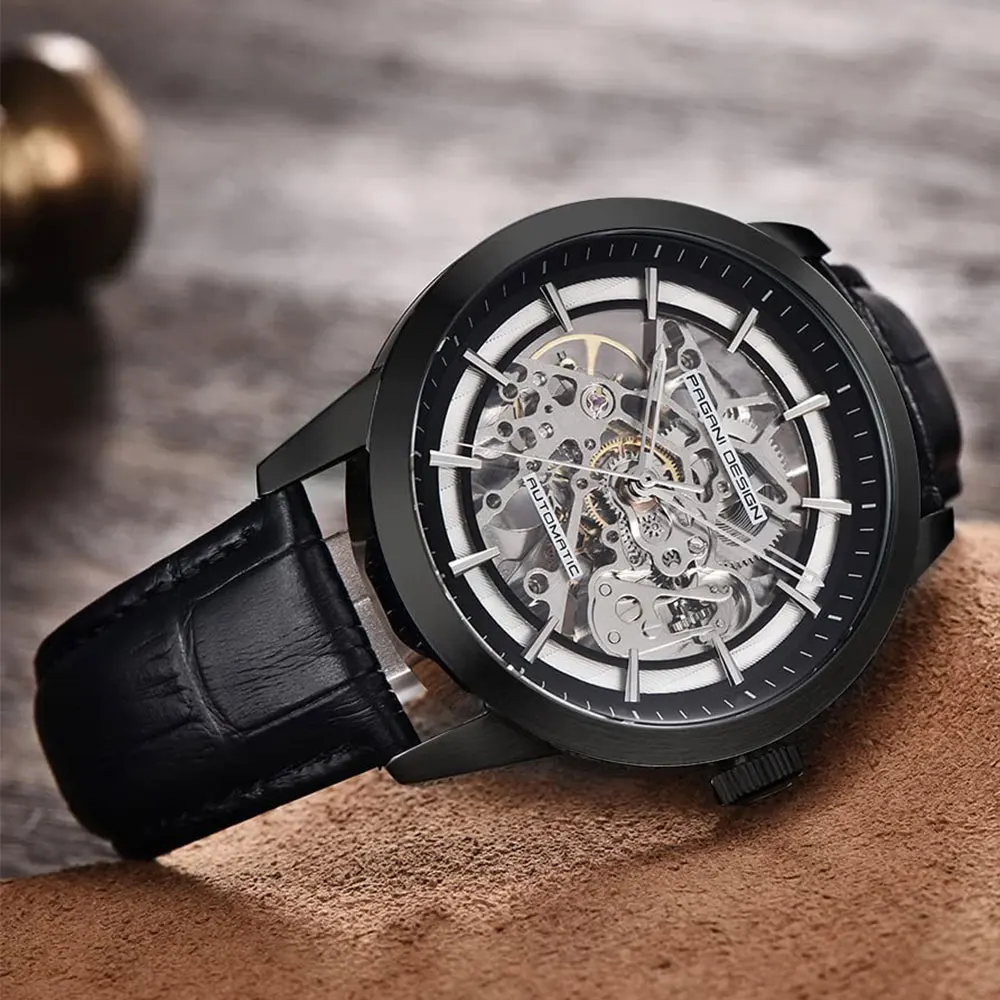 ساعة PAGANI DESIGN Hollow للرجال من الفولاذ المقاوم للصدأ مقاومة للماء 43 ملم ساعة يد أوتوماتيكية من أفضل العلامات التجارية ساعة ميكانيكية للرجال ساعات هدايا