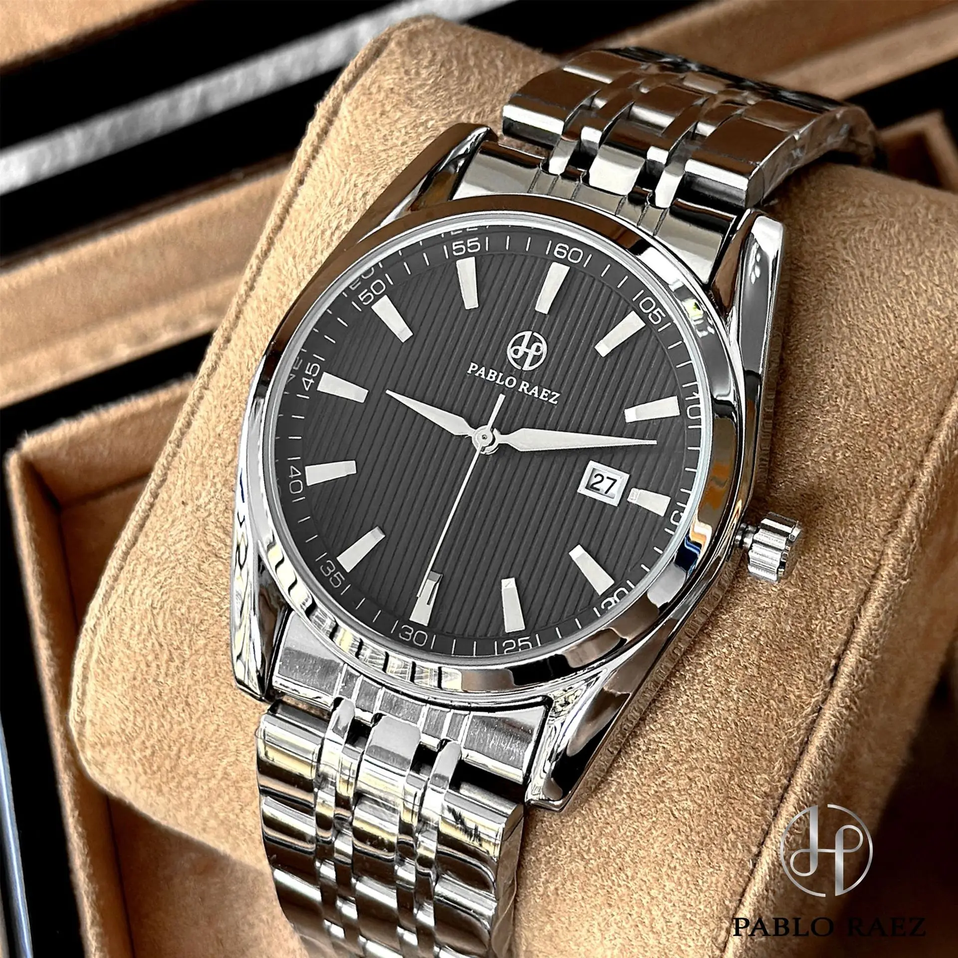 

ZH105 Мужские часы для отдыха и моды с календарем, водонепроницаемые деловые кварцевые часы из нержавеющей стали, модные часы в подарок, часы для мужчин