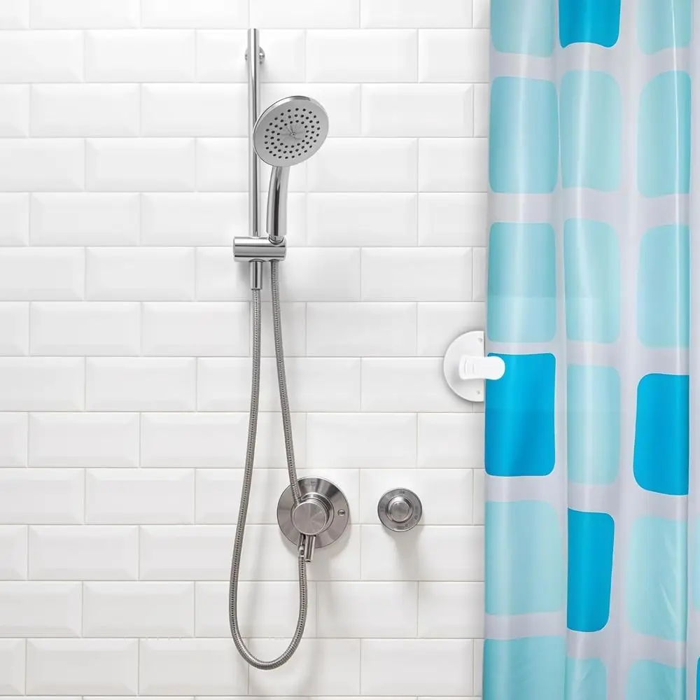 Reusable Self Adhesive Shower Curtain Clips White Waterproof Curtain Fasteners Plastic Material Curtain Clips Bathroom Use