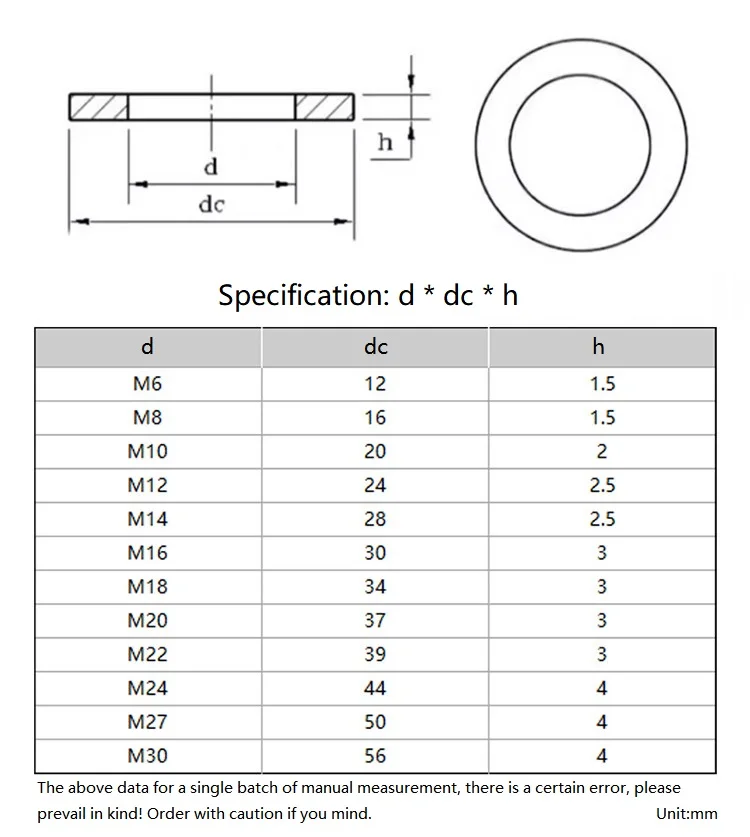 M6 M8 M10 M12 M14 M16 M18 M20 - M30 2205 Duplex Stainless Steel Flat Washer DIN125 Metal Gasket Meson Plain Washers GB97.1
