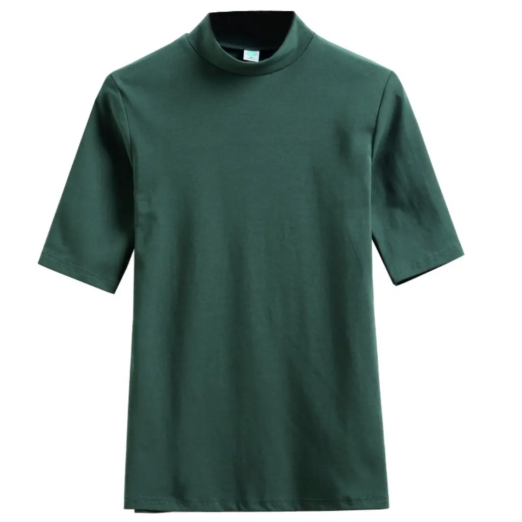 

Women's Cotton T-shirt with Semi-High Collar Hair Sleeve Spring Autumn Korean Style Bottoming Shirt for Fashionable Clothing