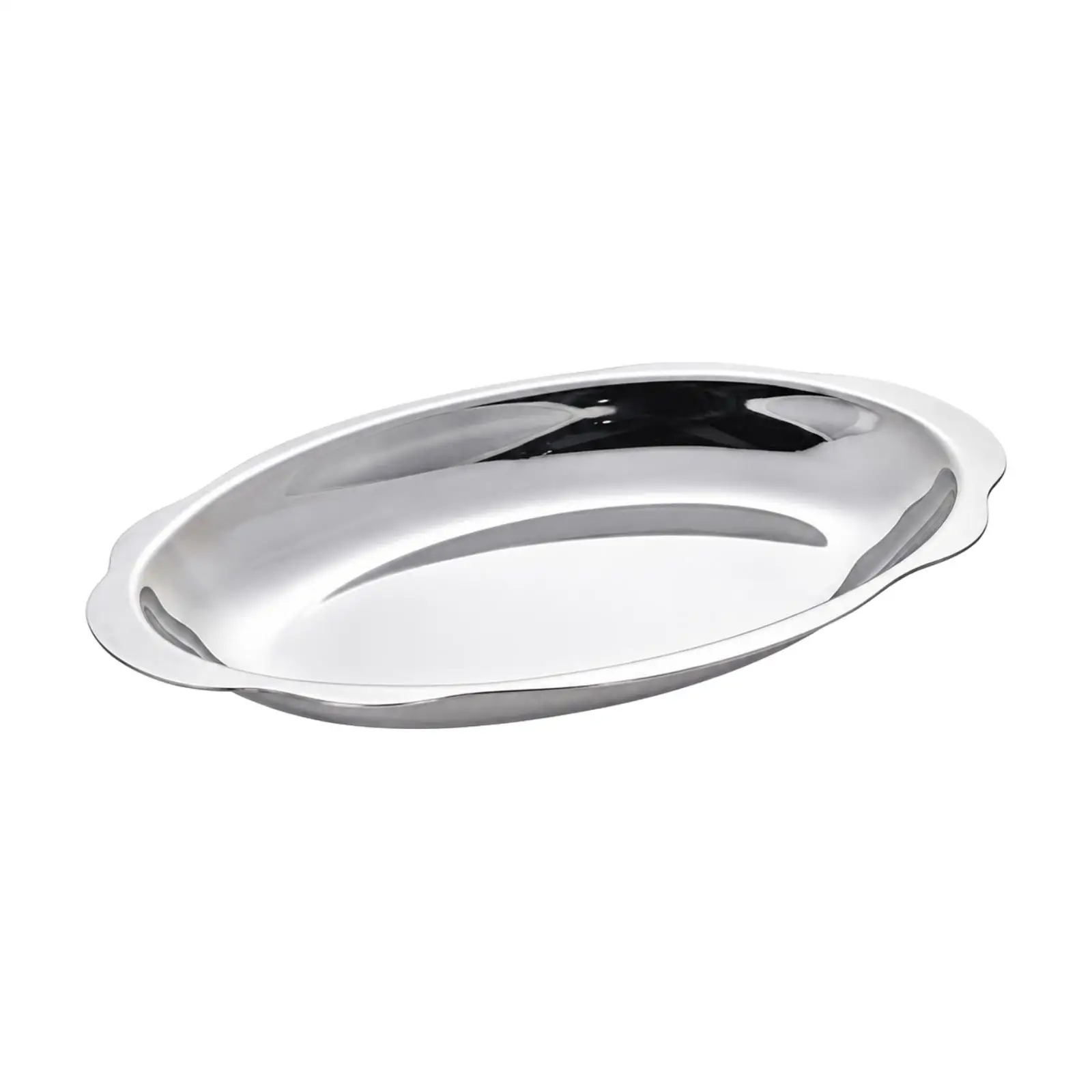 Oval Serving Tray Reflective Oval Stainless Steel Serving Plate Slim Food Presentation Plate Rust-Resistant Long-Lasting