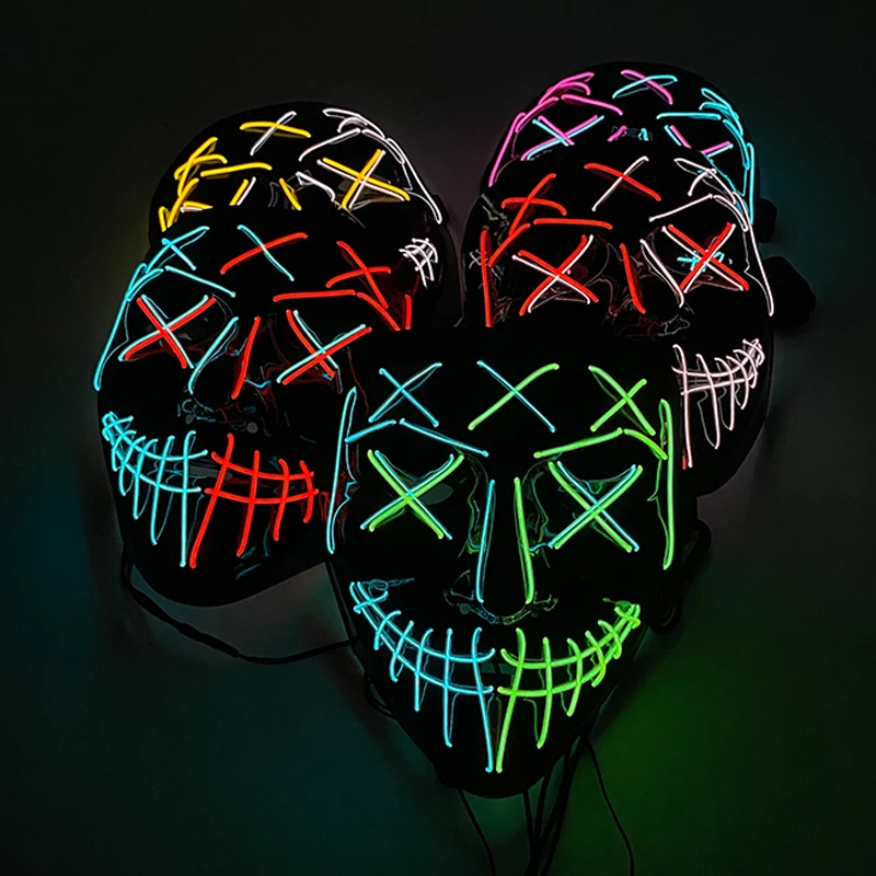 Newstyle LED V-Maske Maskerade DJ Kostümzubehör Leuchtende Geister Tanzmaske Nachtleuchtende gruselige Teufel Gesichtsmasken für Männer