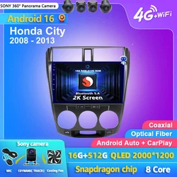 Android 16 Carplay Car Radio Multimedia Player For Honda City 2008 2009 2010 2011 2012 2013 2014 Autoradio Stereo 2din Head Unit