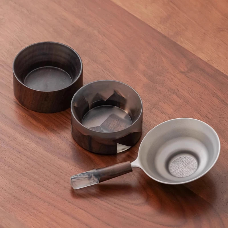 

Ebony Tea Strainer Base Solid Wood Lid Tea Infuser Holder Filter Base Kung Fu Tea Set Ceremony Accessories