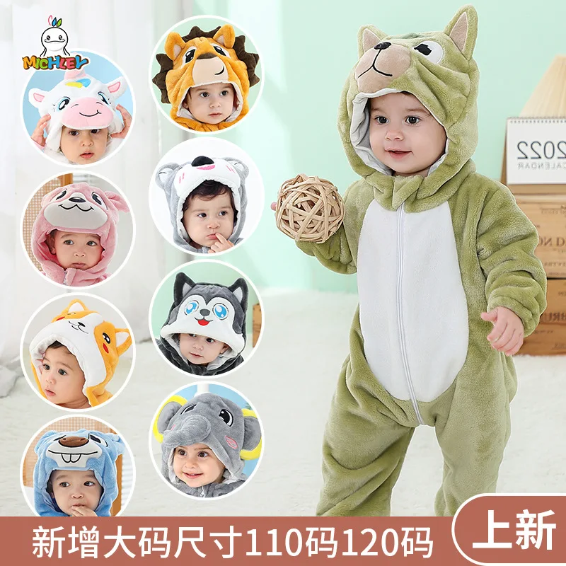 Romper Bayi Kartun Hewan Jumpsuit 2025 Musim Gugur Mode Flanel Pakaian Bayi Perempuan Baru Lahir Kartun