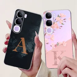 Phone Case For Vivo V40 Lite 5G Cover 2024 Clear Silicone Fashion Flower Letters TPU Cover For Vivo Y200 V 40 Lite V40Lite Funda