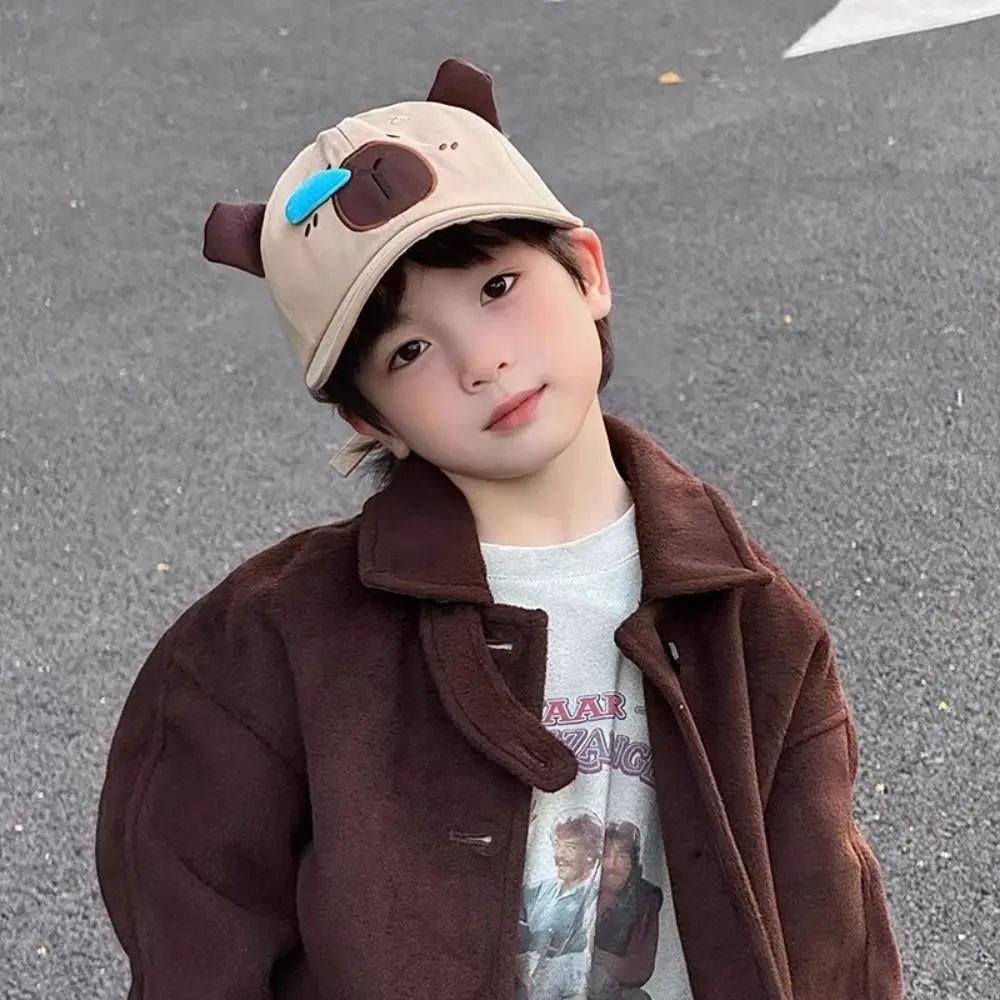 

New Children’s Peaked Cap Cotton Boys Girls Baseball Hat Snot Capybara Cute Sunscreen Hat Kids