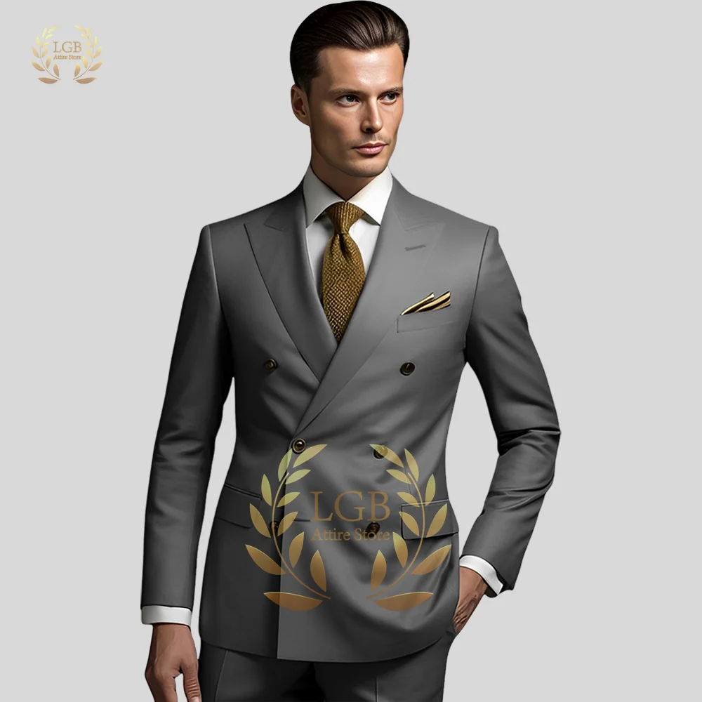 

Men's Double-Breasted 2-Piece Suit (Jacket + Trousers) – Premium Tailored, Ideal for Weddings, Parties & Business Events