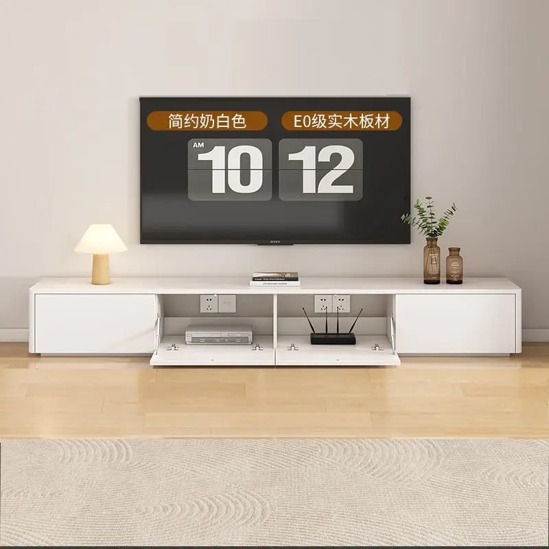 

Solid wood coffee table TV cabinet Simple modern floor cabinet Flip door Hollow cream wind living room Home combination