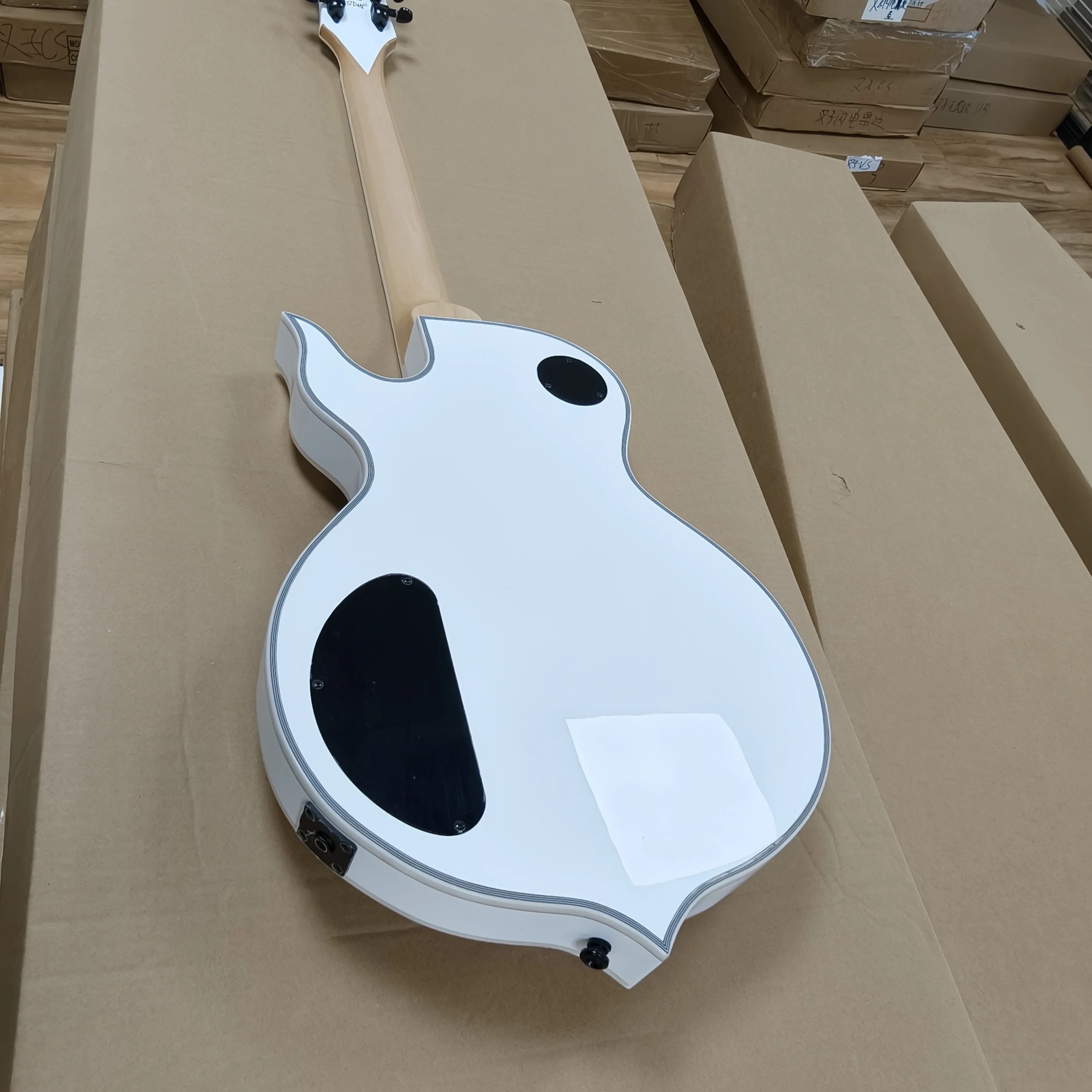 White Offset Electric Guitar Dual Humbuckers Skull Graphic Metal Rock Guitar Free Shipping Worldwide