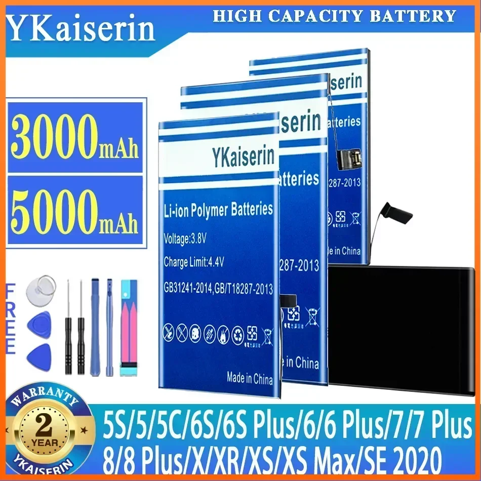 

Аккумулятор YKaiserin для IPhone 6S 6 7 8 (6S 6 7 8), Plus X XR XS Max SE 2020 SE2020 6SPlus 6Plus 7Plus 8Plus Batteria + бесплатные инструменты