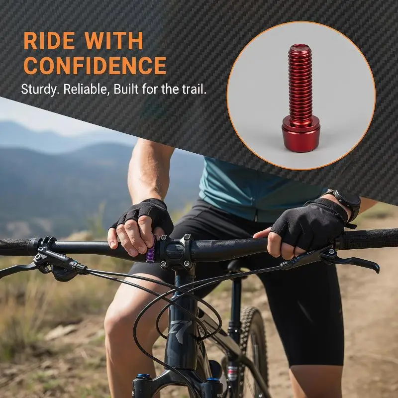 6Pcs M5x18MM Mountain Bike Stem Bolts Titanium Plated Allen Hex Head Bike Stem Screws With Washers Handlebar Bolt Plating