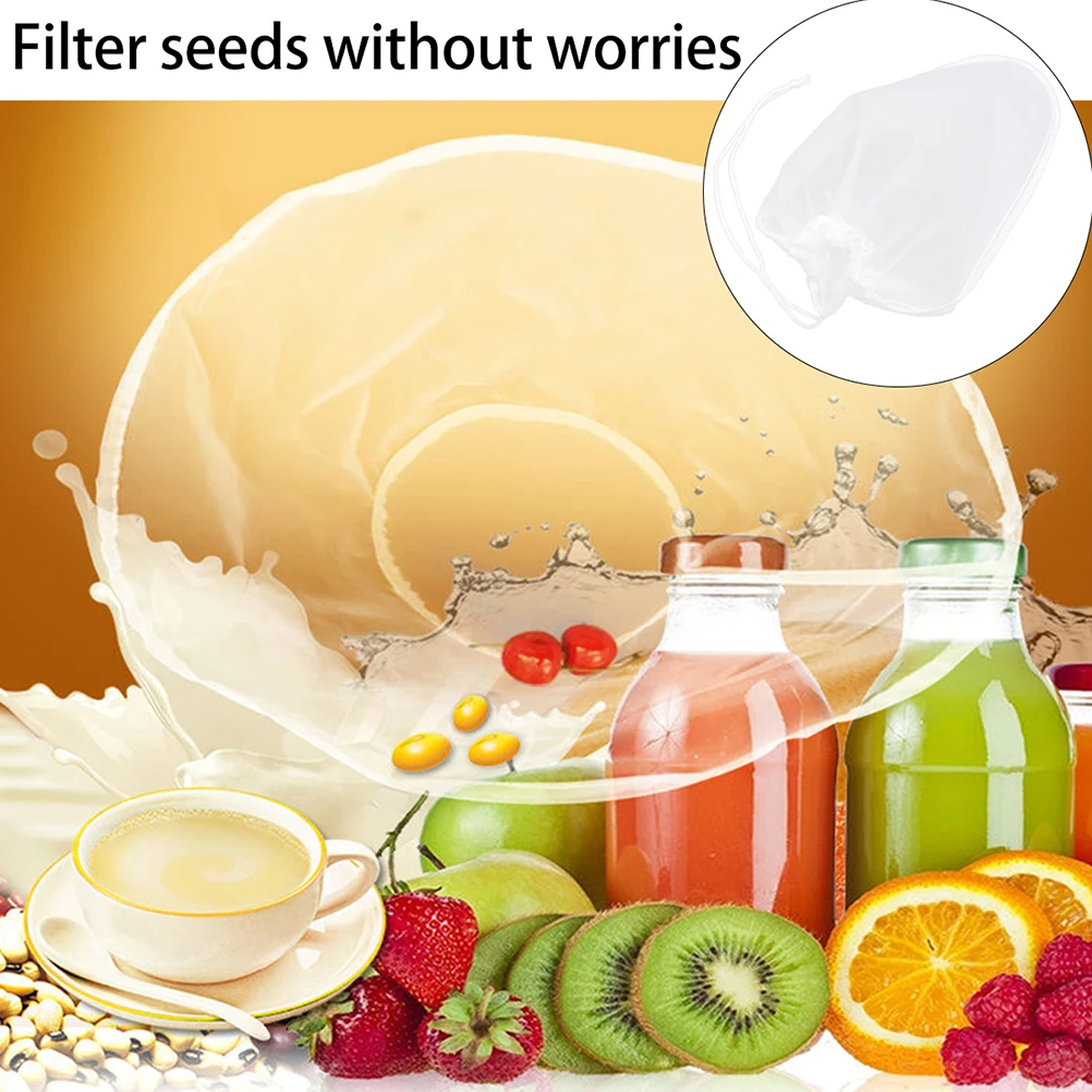 

2 pcs Filter Bag Reusable Fine Mesh Strainer Kitchen Tool for Juice Soy Milk Coffee Nut Yogurt Food Pouch Fruit Pulp Separator