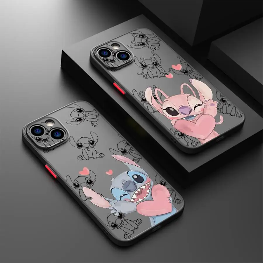 Disney Stitch Angle Phone Case for iPhone 16 Pro 11 12 Mini 13 14 Pro 15 Pro Max 7 8 Plus XR XS MAX funda