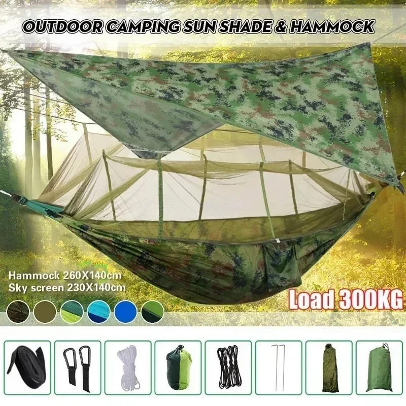 Leichte tragbare Camping Hängematte und Zelt Markise Regen fliege Plane wasserdichte Moskito netz