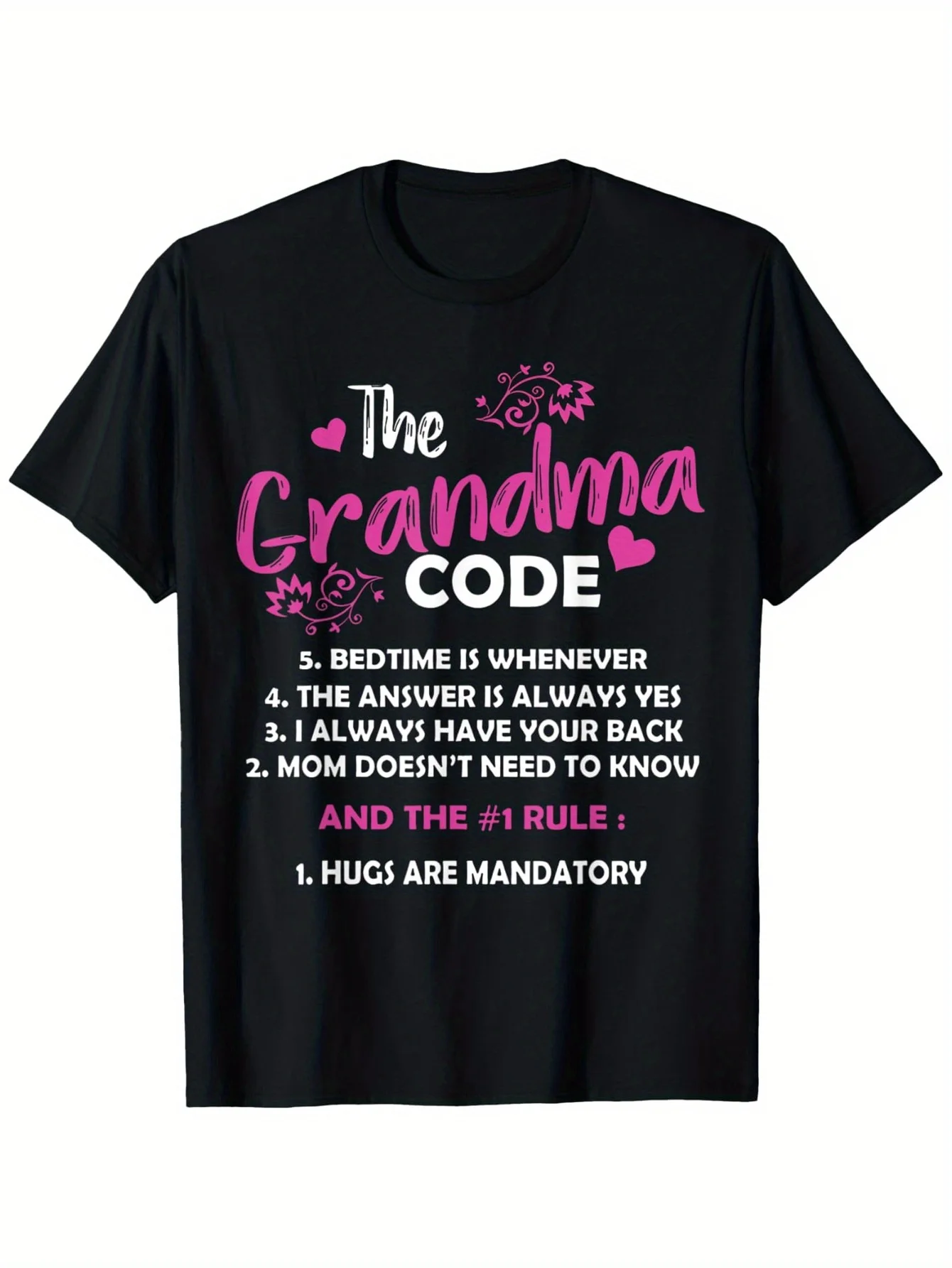 

Funny Grandma Code T-Shirt Women's Classic Black Short Sleeve Cotton T-Shirt Unisex Casual Comfortable 100% Cotton S-Xxxl with Humorous Design of the Phrase'Grandma Code'