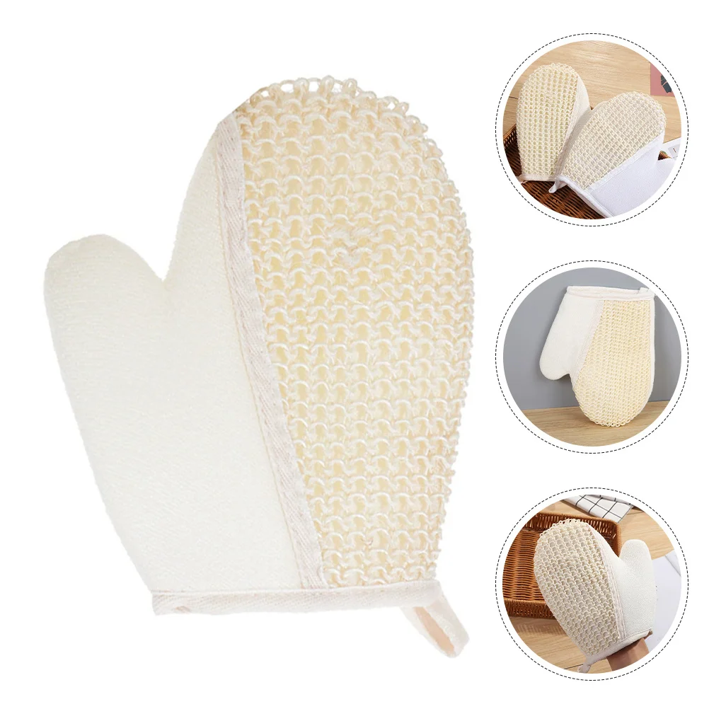 

2pcs Sisal Bath Gloves Sturdy Cotton Flat Mouth For Exfoliating Body Shower Back Cleaning Travel Loofah Waterproof