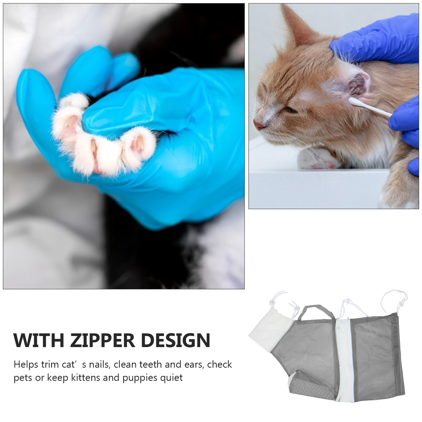 

Adjustable Cat Shower Net Pouch Grooming Accessories Polyester Mesh Pet Care Travel Portable