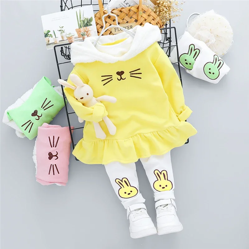 Spring Baby Girls Clothing Sets Children Hooded Tops Cartoon Rabbit Pants Newborn Infant Clothes Kids Outfits 2 Piece Suit