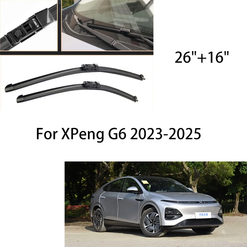 

For XPeng G6 2023 2024 2025 RHD LHD Wiper Front Wiper Blades Windshield Windscreen Window Brush 26"+16"