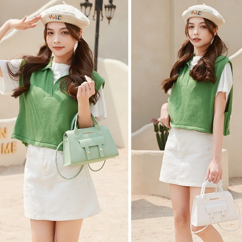 Trendy Faux Leather Women Mini Satchel Bag with Top Handle Bag Detachable Crossbody Strap Daily Versatile Casual Shoulder Purse image 5