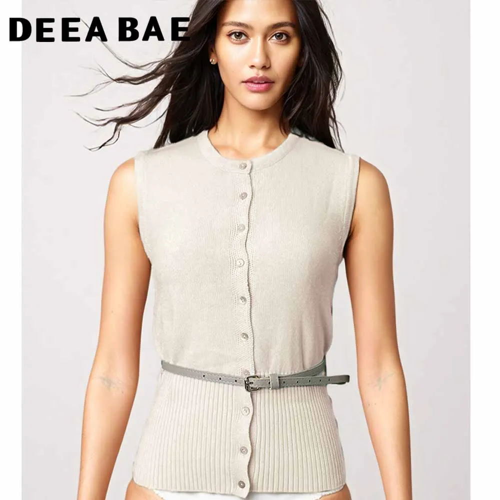 

DEEABAE High end woolen vest for women in spring and summer 2025 slim fit and versatile sleeveless knitted top