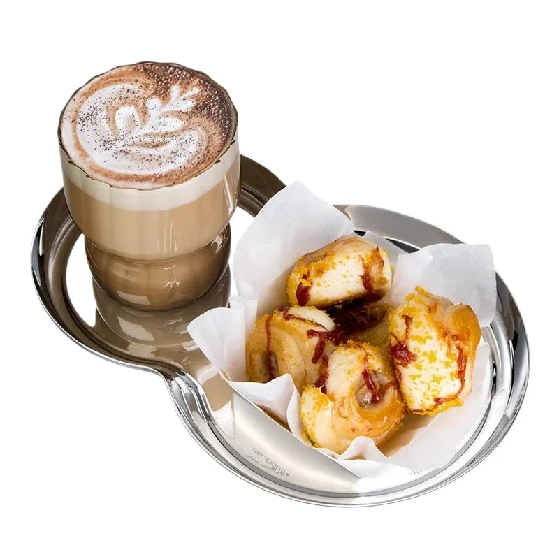 

Nordic Western food plate, light luxury stainless steel 8-shaped hotel tray, household wine set dessert plate