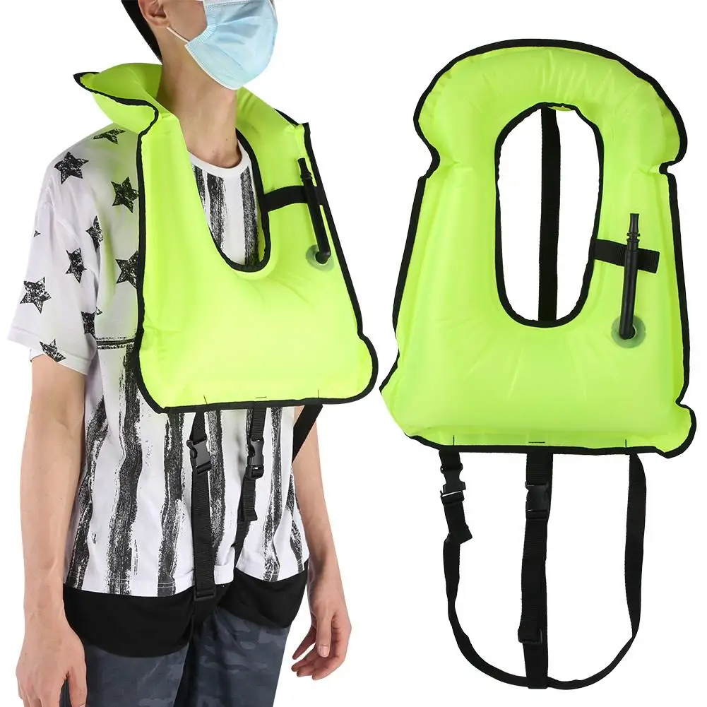 Adults Inflatable Snorkel Vest - Portable Life Jacket & Buoyancy Aid for Swimming