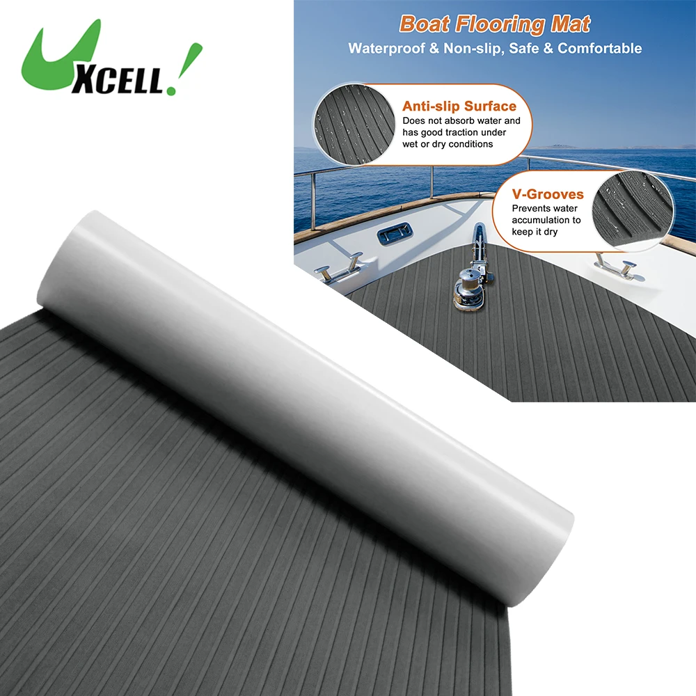 

UXCELL Eva Foam Decking Sheet Accessories Teak Boat Deck Marine Non-Slip Self-Adhesive Deep Gray Yacht Decking Pad