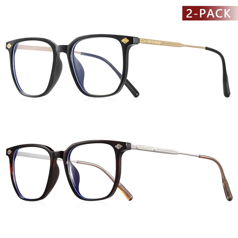 CRIXALIS 2 Stücke Klassische Quadratische Anti-Blaulicht-Brille Frauen Und Männer Lesebuch Brille Brillen Computer Brillen – Detail 1
