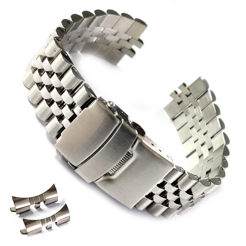 

Ремешок для часов из цельной нержавеющей стали 22 мм для Seiko SKX009 SKX007 SRPK, браслет Jubilee с изогнутым концом, пять звеньев типа «рисовое зерно», мужской ремешок.